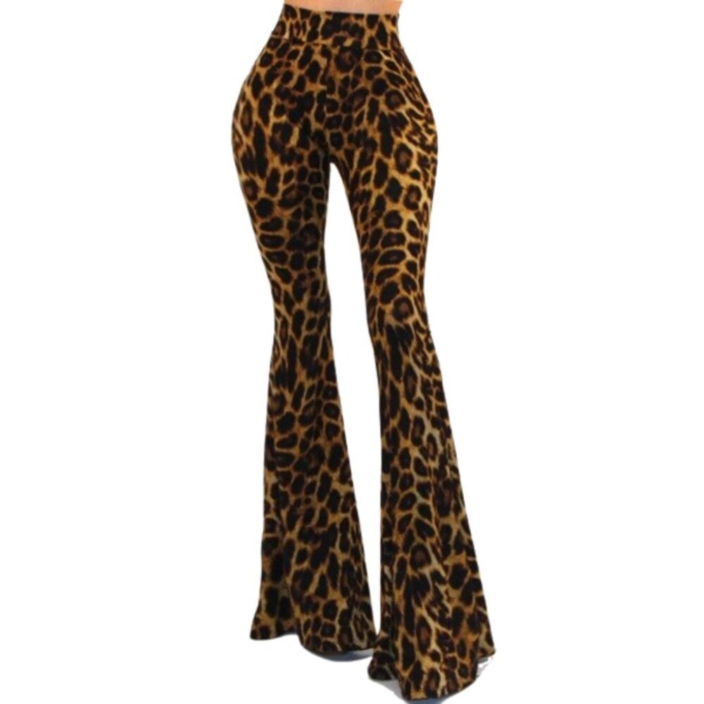 Got Style Leopard High Waist Bell Bottom Palazzo Pants